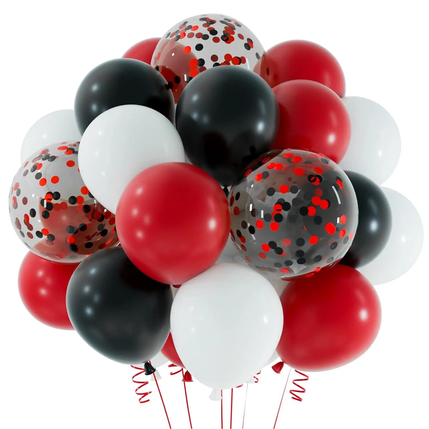 12 Inches Black Red Confetti Balloons Kit 60 Pack Red Black And White Party Balloon For Birthday Graduation Baby Shower Wedding Anniversary Party Supplies