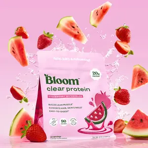 Bloom Nutrition Clear Protein - Clear Whey + Collagen Protein Blend | 20g Protein, 90 Calories, 0g Sugar, Light & Refreshing Fruity Drink | Protein for Women Strawberry Watermelon