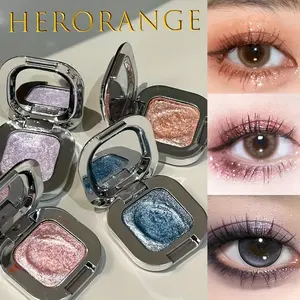 HERORANGE Single Pack Silver Small Square Box High Gloss Monochrome Explosive Glitter Pieces Face, Eyes, Eyeshadow, Multi-Purpose Modification Face Three-Dimensional Waterproof and Sweat-Proof Suitable for All Skin Tones Radiant