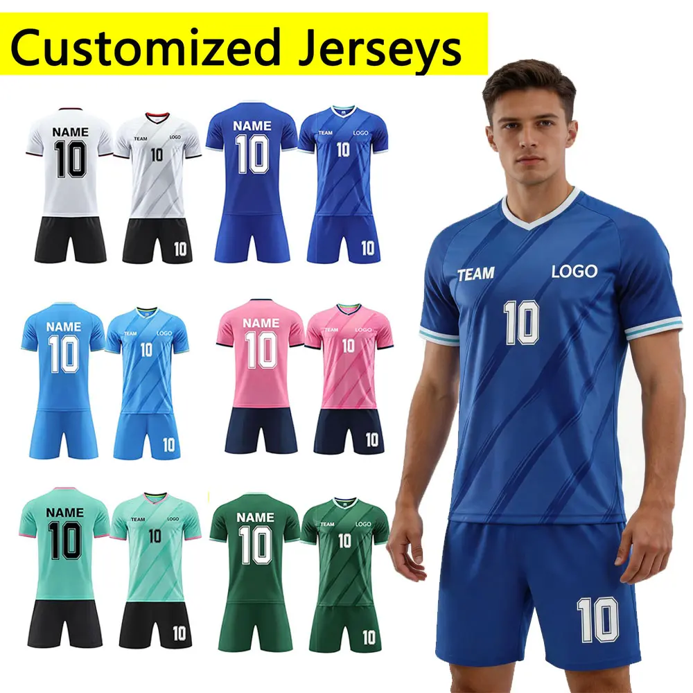 Personalized Football Jerseys 【Custom Soccer Jersey-DI your name&number】 Personalized Team Name Number Sports Shirt Customize Futbol Logo Jerseys for Kids Men Boys Youth Sporty Style