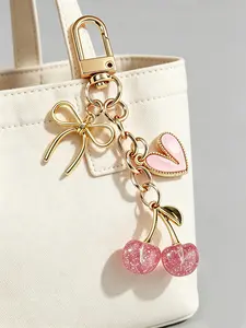 Cute Cherry Design Sparkly Bag Charm, Fashionable Bag Keychain for Women & Girls, Trendy All-match & Exquisite Bag Charm for Birthday Gift, Purse Accessories，Mother's Day gift, Charms For Bags
