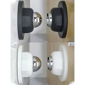1/2Pcs Strong Magnetic Door Stopper, Magnetic Door Stoppers For Bottom Of Door Magnetic Door Stop, Double-Sided Adhesive Tape,Decorative Matte Black Door Stopper, Noise Reduction Silicone Made, Easy Install No Drilling For Hotels & Homes, Anti-Collision,