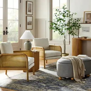 Threshold™ x Studio McGee Cane Accent Chair – Cream Upholstered Chair with Removable Cushions & Rubberwood Frame