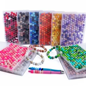 165Pcs Mixed Colors 12mm Round Silicone Beads For Making Pens DIY Keychain Bracelet Necklace Crafts Soft Washable High-Quality