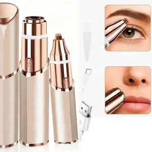 1 PCS USB Rechargeable 2 in 1 Body & Facial Hair Trimmer Removal Dual Head, Electric Hair Removal Tool, Waterproof & Portable Painless Shaver for Women,  LED Lighted Face Razor for Lip, Chin & Peach Fuzz, Stainless Steel Blades, Facial Hair Care Tool