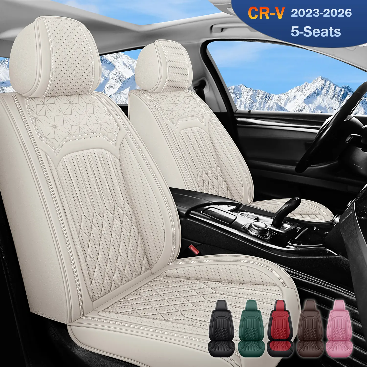 Car Seat Covers for Honda CRV 2023-2026, Premium Nappa Leather Seat Cover Breathable, Anti-slip&Wear-Resistant, All-Season Comfort, CR-V Automotive Seat Covers, Leather Seats Cover