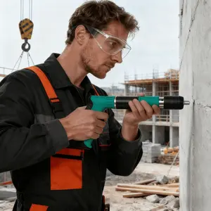 Professional Steel Fastening Tool Set (1 Set) - Heavy-Duty Manual Fastener with Safety Kit & Original Parts, Multi-Surface Use for Home Renovation, Carpentry & Masonry Projects (Nails Not Included) Hand Tools Hardware