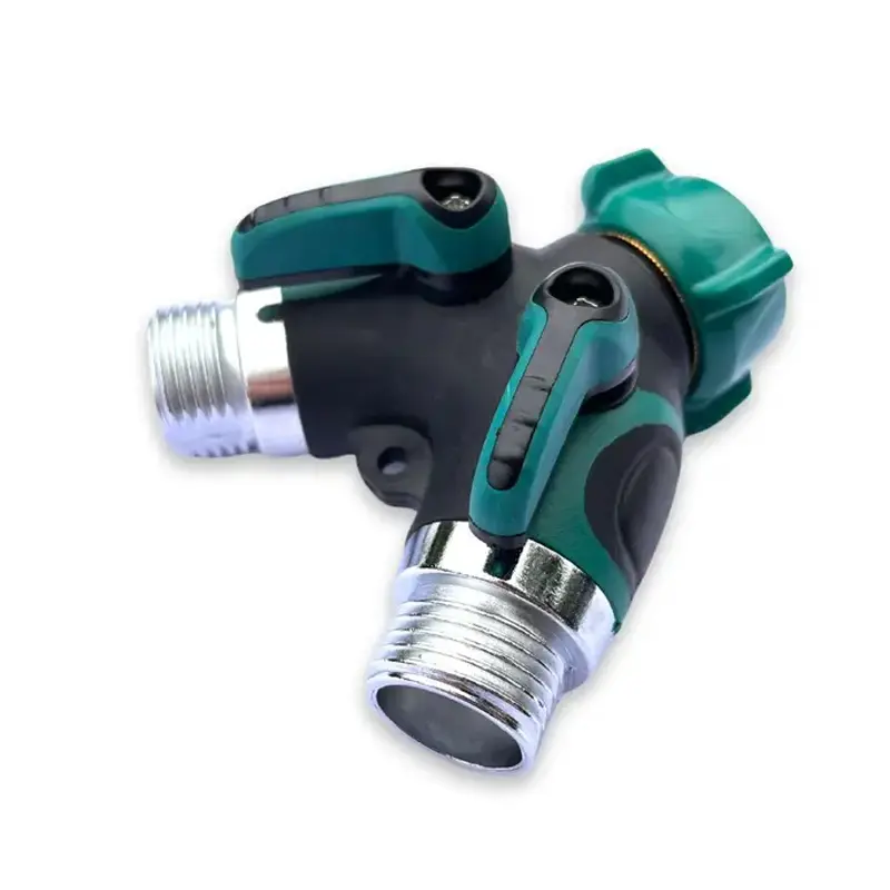 Durable 34 Inch Y Type Hose Bibb Splitter with Individual Control Valves Heavy Duty Outdoor Faucet Adapter for Garden Lawn and Patio Irrigation