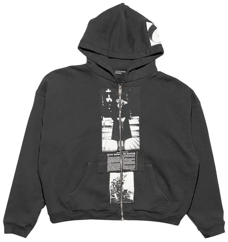 ERD Artist Defends Baggy Assemblage Zip Hoodie Faded Black