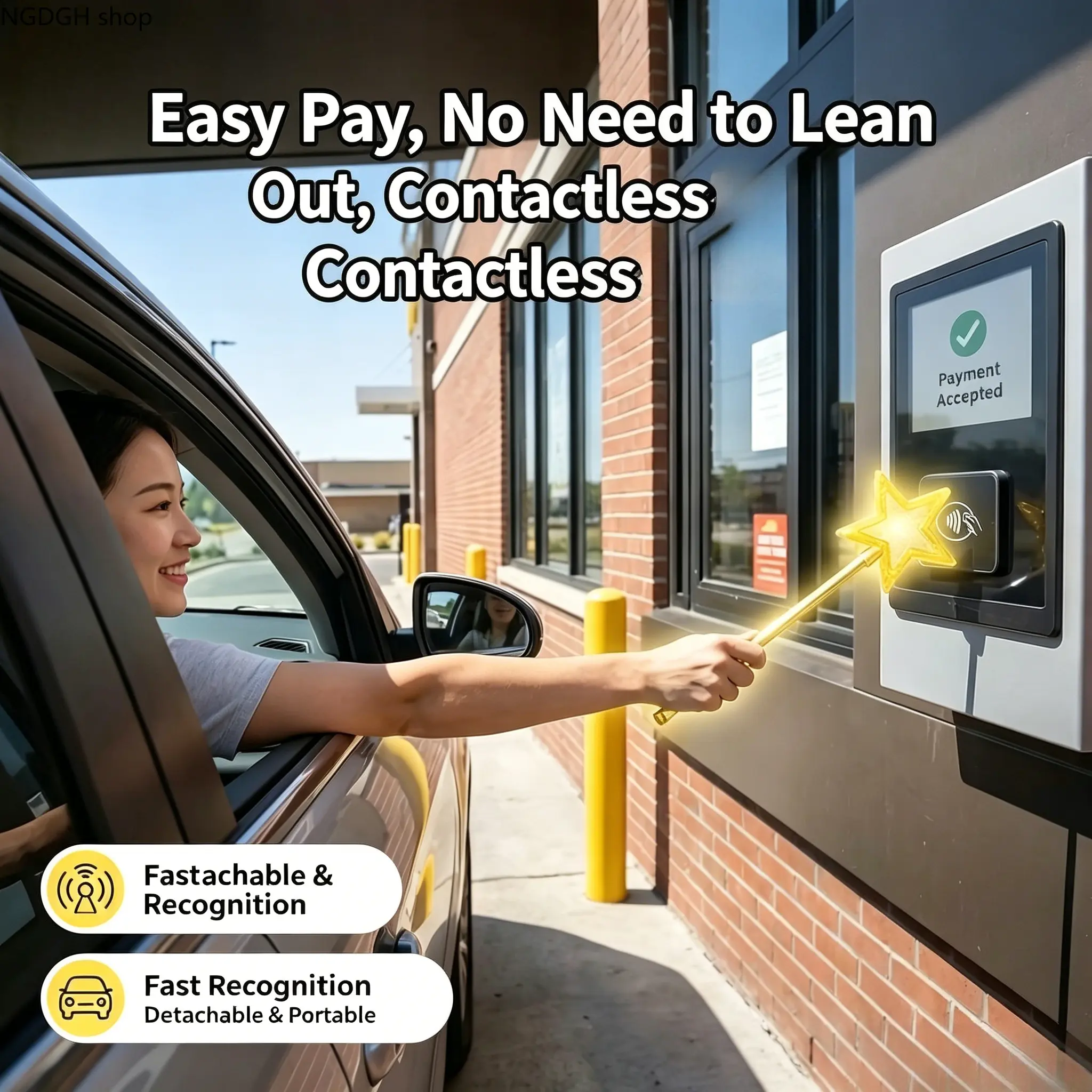 Detachable Star Magic Wand NFC Tap Stick, Contactless One-Touch Payment Tool, No Need to Lean Out Car Window, Perfect for Drive-Thru Coffee Shops, Gas Station Quick Checkout & Daily Convenient Contactless Transaction