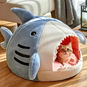 Warm Spring Winter Pet Bed, Shark Design Soft Cat Bed Room Decoration, Cute Shark Design Breathable Dog Bed, Indoor Pet Supplies, Dog Accessories, Cat Supplies