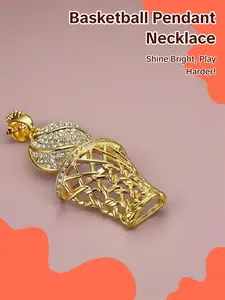 Basketball Net Frame Necklace, Alloy Material, Geometric Pattern, Sporty Style, Durable Sports Accessory, Perfect Gift for Basketball Lovers