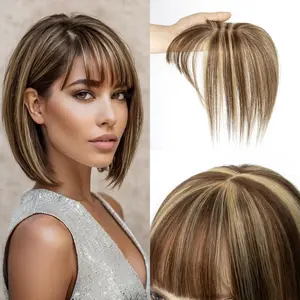 Human Hair Hairtoppers 5x9cm 360° Hair Topper With Clips Machine-Remy Hair Toppers 5cmx9cm Lace 2 Clips For Thinning Hair One Piece Toppers