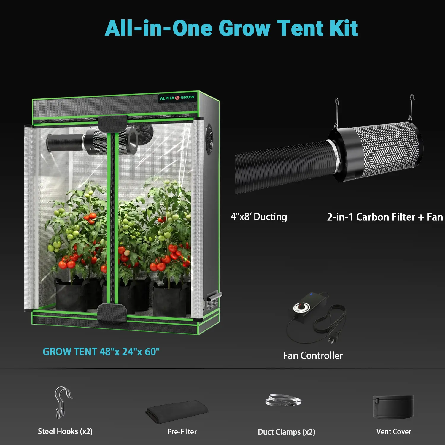 48"x24"x60" Kit | 2-in-1 Fan | Full-View Door