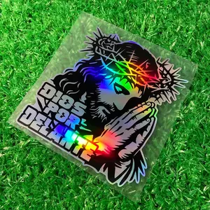 Jesus Pattern Car Sticker, Reflective Laser Waterproof Decal, Suitable for Motorcycle Fuel Tank Front Fairing Moto Helmet Box, Car Window Bumper, Sticker For Cars