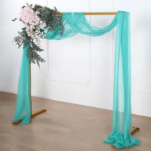 18ft Turquoise Sheer Organza Wedding Arch Drapery Fabric, Window Scarf Valance