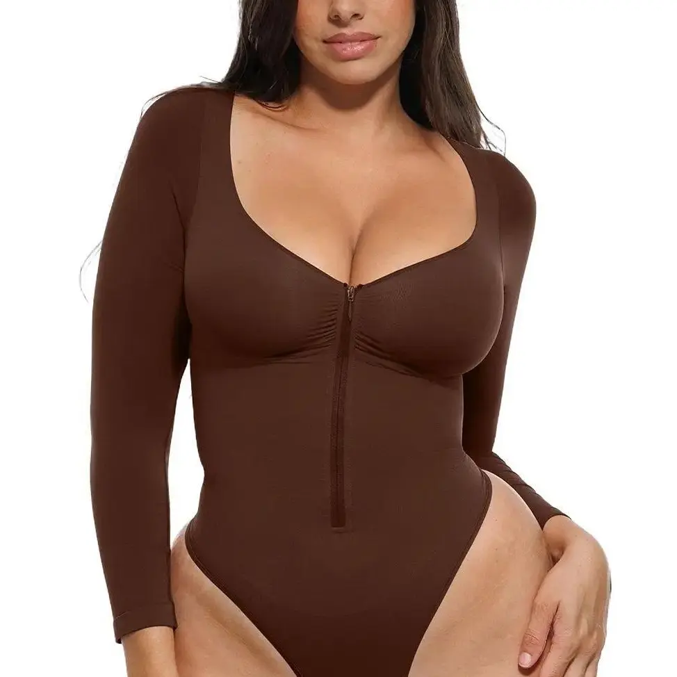 Shapellx Seamless Long-Sleeve Full-Body Shaper with Bust Support Creator Shapewear Womenswear