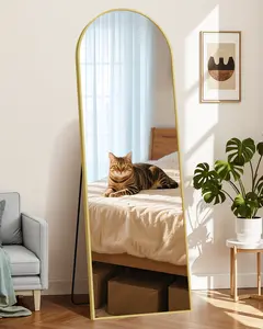 Arched Full Length Mirror Floor Mirrors with Aluminum Alloy Frame Free-Standing Wall Mounted Floor Mirrors or Large Dressing Mirror, Black Mirror Full Length