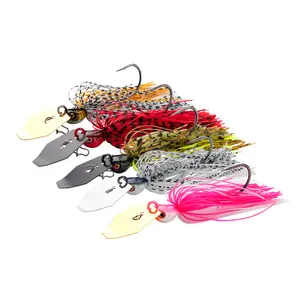 5pcs,Bladed Jig Fishing Lures Kit,Silicone Skirted Jig Head with Sharp Hooks,3D Eyes Bass Lures for Freshwater Saltwater,Durable Fishing Tackle