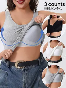 Summer Plus Size Women's Sports Padded Tank Top,Soft High Elasticity Wide Shoulder Straps,Yoga Built in Bra Vest,  Seamless Activewear,Lightweight Activewear,All-Season Wear