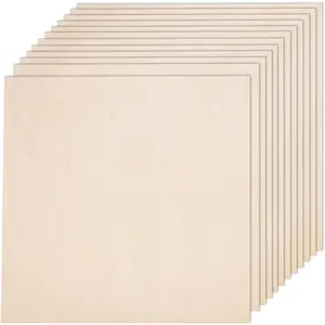 12 Pack 12 x 12 x 1/16 Inch-2 mm Thick Basswood Sheets for Crafts Unfinished Plywood Sheet Square Craft  Sheet Boards for DIY Projects, Architecture Models, Engraving,  , Staining
