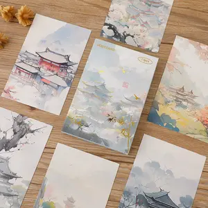 30 Pcs Gold Foil Rainy Boxed Postcards, Vintage Style Romantic Cherry Blossom Greeting Cards, Blessing Vows Cards