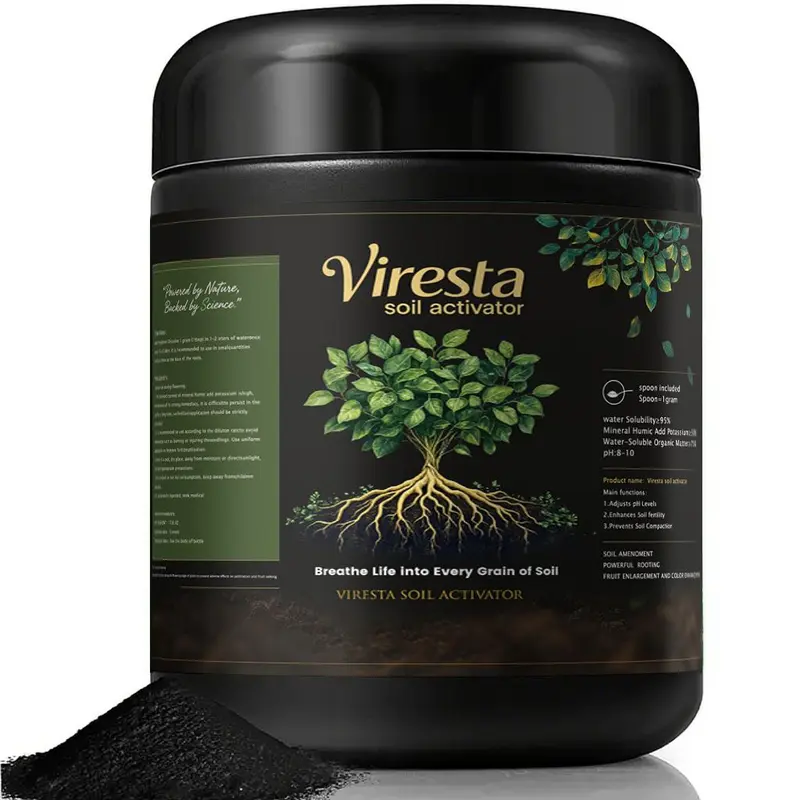 Viresta Organic Soil Revitalizer (1pc, 13.8oz/450g) Concentrated Humic Acid Formula, Lawn & Garden Use Enhancer for Gardening Pros, Generous Yield Conditioner Boosting Plant Growth