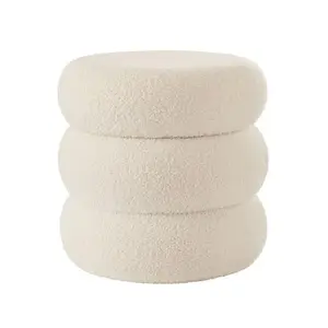 Mainstays Boucle Cloud Living Room Storage Ottoman - Indoor Furniture Accent Piece