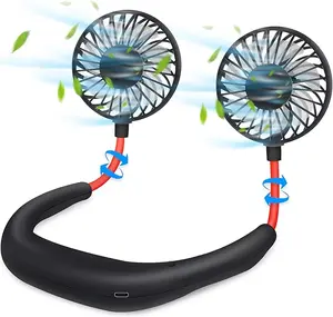 Portable Neck Fan, Hand Free Personal Hanging Neck Sports Fan USB Rechargeable (3 Speed Adjustable) Wearable Cooling Head Fan,360 Degree Free Rotation for Traveling, Sports, Office, Reading