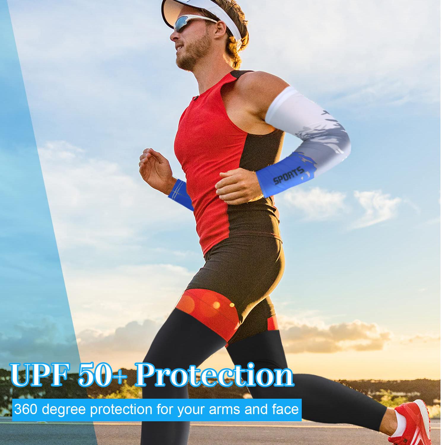 2 Pairs Per Pack Sublimation Printed Arm Sleeves with UPF 50 UV Protection, Cooling & Breathable Fabric, Perfect for Cycling, Running, Fishing, Baseball, Golf and All Outdoor Sports Activities