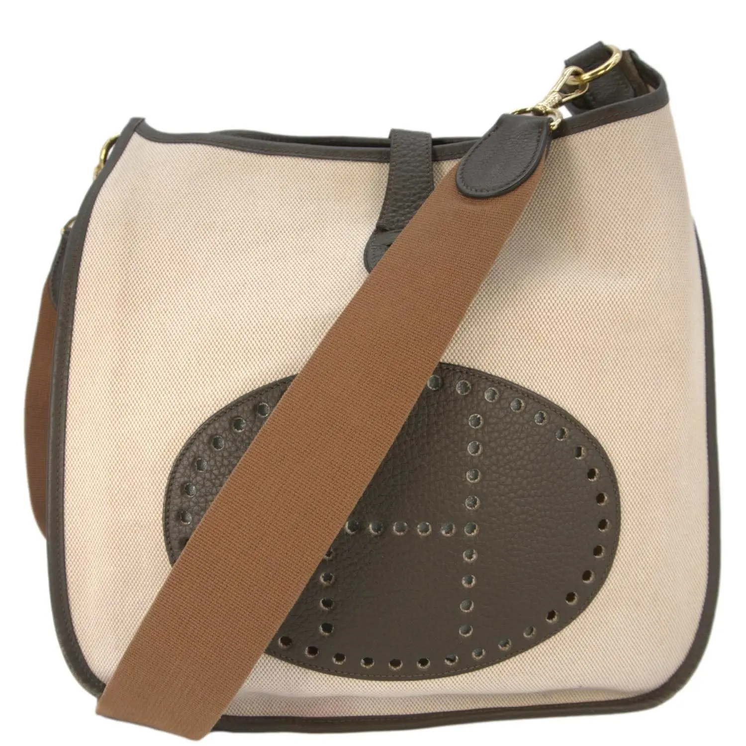 Pre-owned HERMÈS Canvas Shoulder Bags Hermes Evelyne PM Shoulder Bag Bicolor