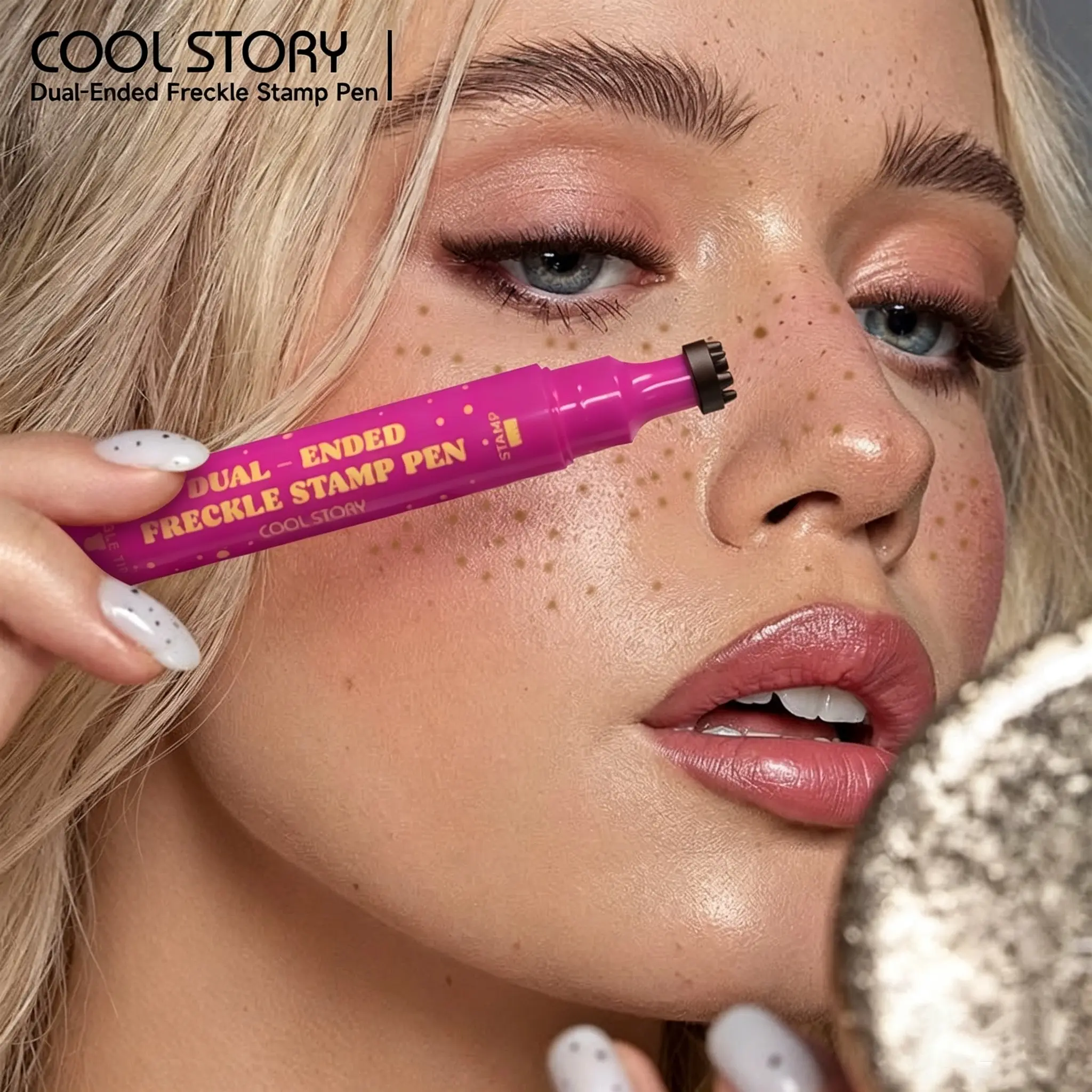 Double-Ended Eyeliner & Freckle Pen, Dual Head Stamp Spot Pen, Natural Long-Lasting Waterproof Sweatproof Eye Makeup Products, Wild Style