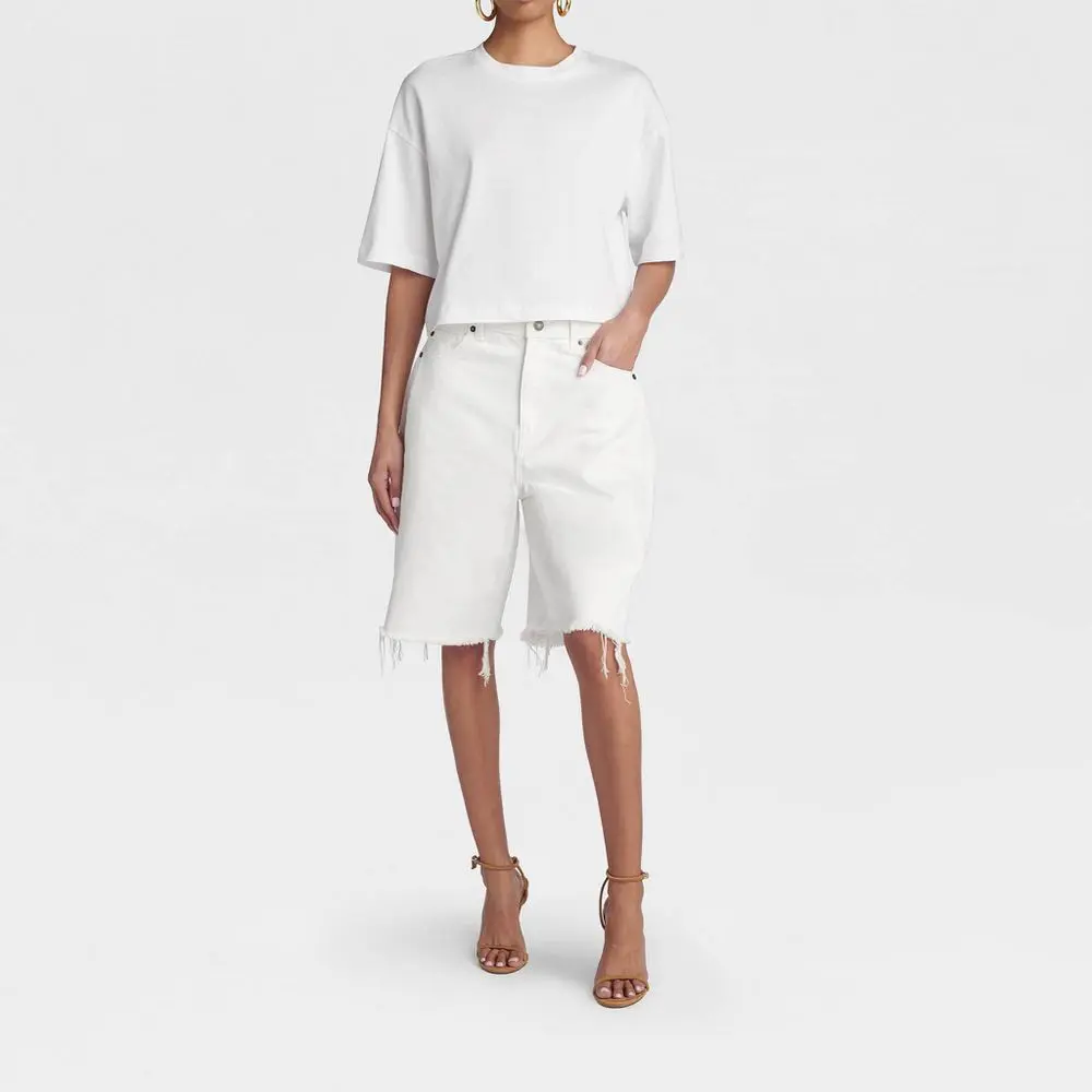 KBB by KAHLANA Women's Low-Rise Wide-Leg Everyday Bottoms 'The Rachel' - Cotton Shorts with Button Closure, Zipper, Pocket, Flattering Fit
