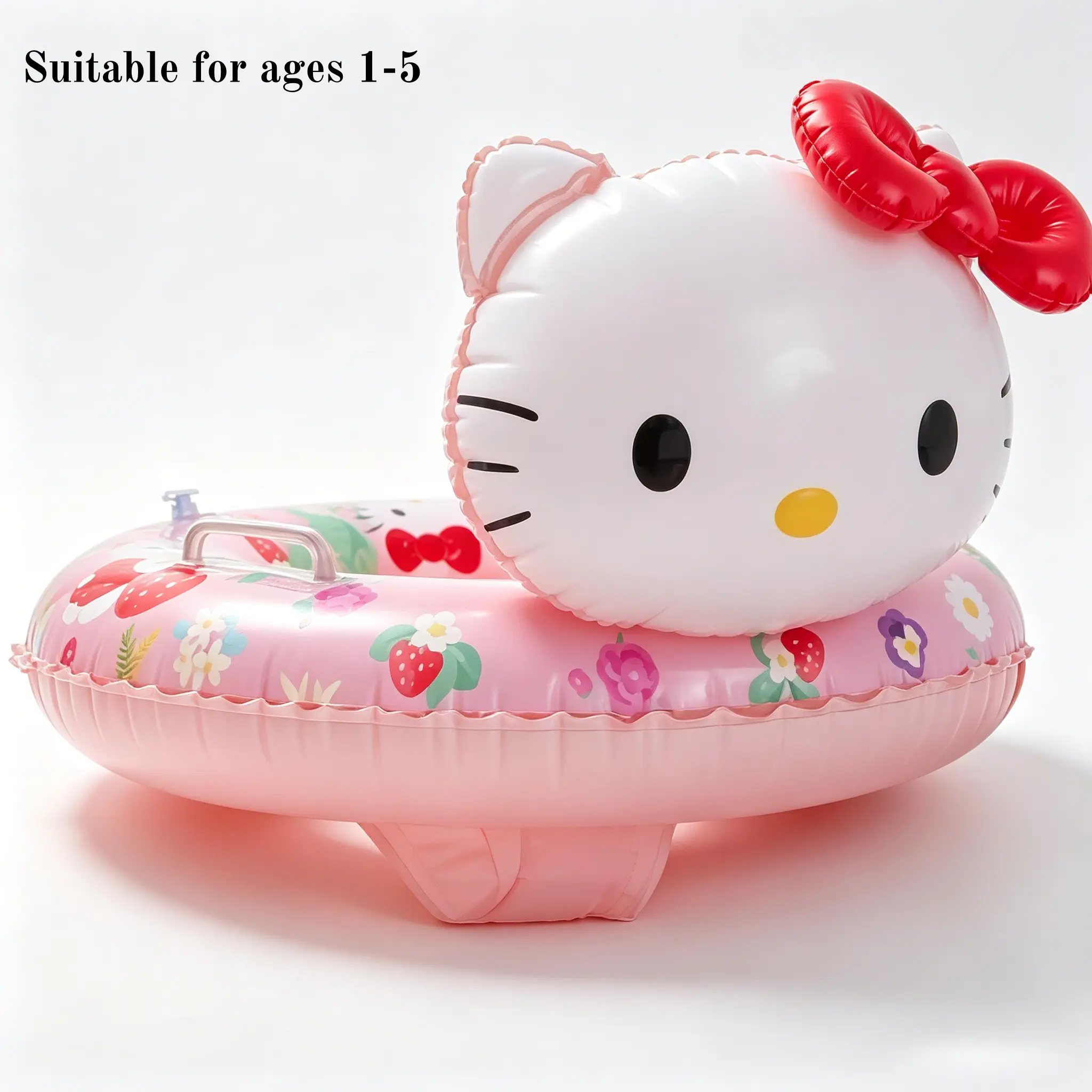 Sanrio Hello Kitty Inflatable Swim Ring Cute Cartoon Pool Float Tube Thick Durable PVC Easy‑Inflate Air Valve Summer Water Toy for Pool Beach Water Park Kawaii Pool Party Accessory Gift for Girls Teens