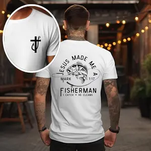 Jesus Made Me a Fishermen svg  Fathers Day svg, fisher of men svg, christian shirt for men, cross fish hook svg, gifts for dad svg t shirts