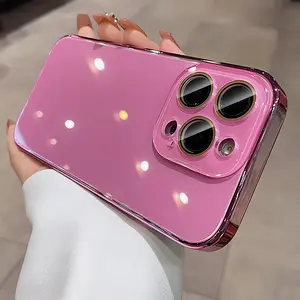Electroplated Ice Glass Ultra-Thin Phone Case with Lens Protection, Fits iPhone 17 16 15 14 Plus 13 12 11 Pro Max, Summer Cooling, Full Coverage