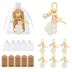 Christian women's gift, cross Bible verse keychain for bags cherry blossom bag charm, faith-themed gift, religious Christmas gift.