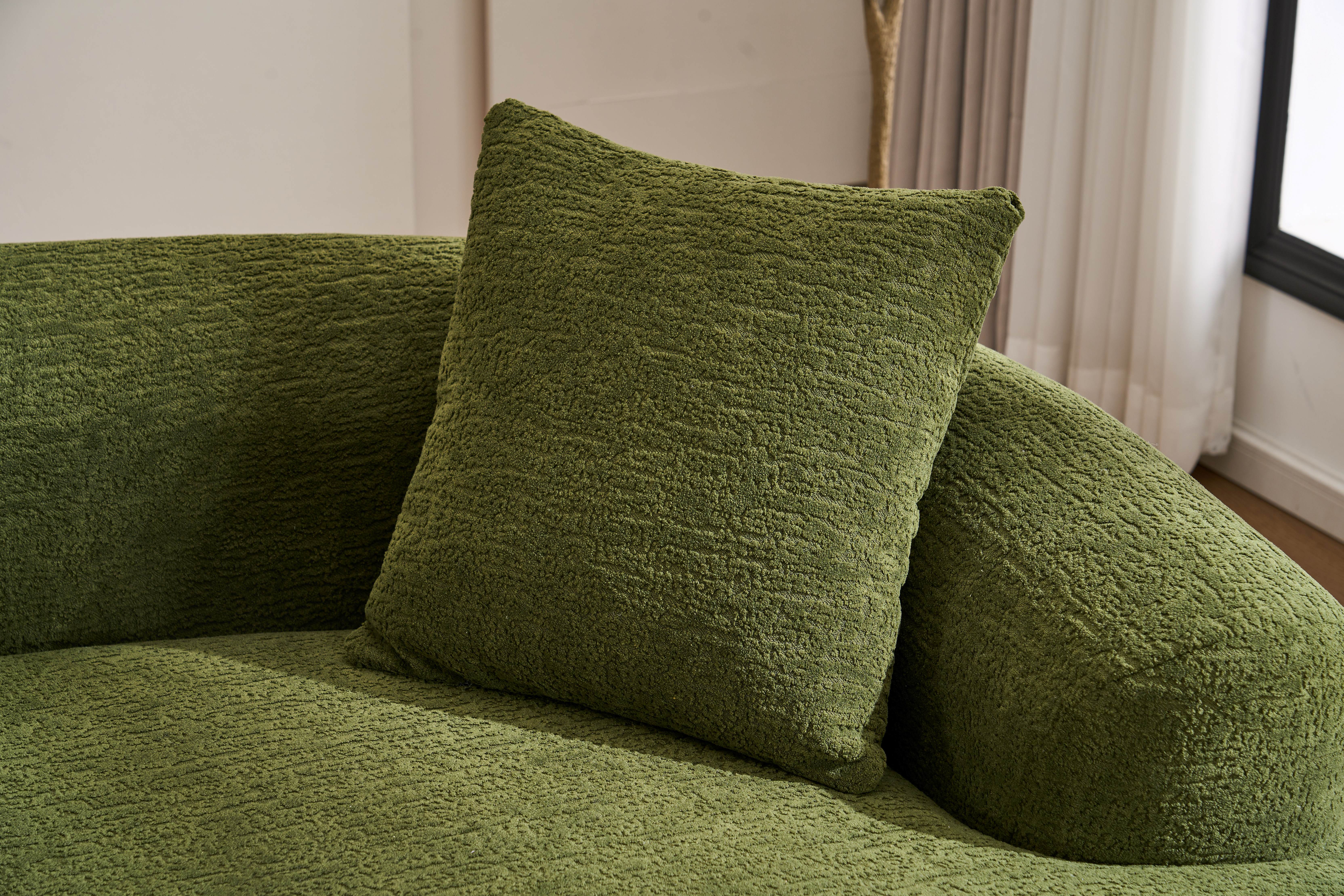 110" Curved Boneless Modular Sectional Sofa, Compression Sleeper Couch with High-Density Foam, Chenille Fabric Sofa Bed for Living Room, Bedroom, Apartment & Lounge