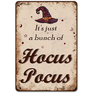 It's Just A Bunch of Hocus Pocus Halloween Decoration Iron Poster Painting Tin Sign Vintage Wall Decor for Cafe Bar Pub Home Beer Decoration Crafts