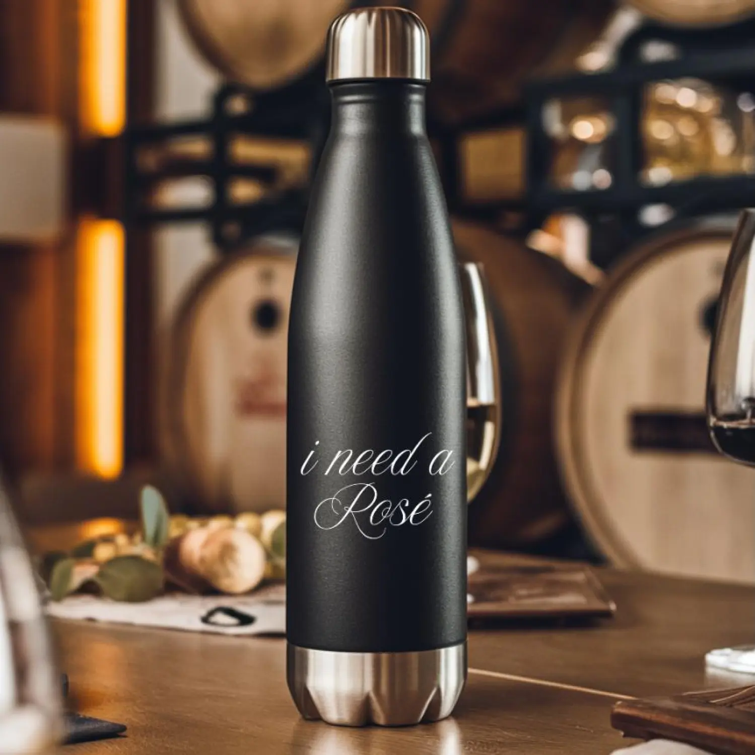 I Need a Rose – Funny Wine Lover Quote Stainless Steel Water Bottle Drinkware Flask, Double Vacuum Tumbler, Coldest Reusable Glass Juice