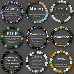 8mm Tiger's Eye Crystal Beaded Elastic Bracelet, 1PC Black Obsidian Boho Style Self-Care Jewelry Gifts for Women and Men, Energy Balancing Fashion Accessory, Handmade Gemstone Reiki Spiritual Christmas Gift for Daily Wear