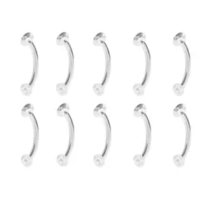 Set of 10 Clear Acrylic Flexible Curved Eyebrow Ring Piercing Retainers