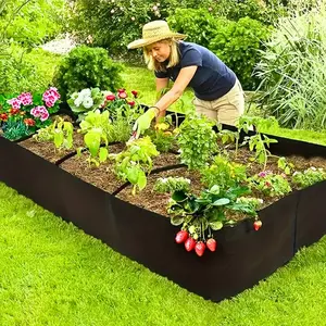 8-Grid Modular Raised Garden Bed, Outdoor Elevated Planting Boxes, Stackable Vegetable Planters, Fabric Rectangular Plant Pot with Dividers, Ideal for Balcony & Terrace Herbs & Greenery, Compact Lightweight Design
