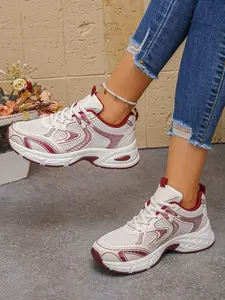 Vintage Thick Sole Dad Shoes for Women, Colorblock Design, Breathable Casual Sneakers, Colorblock Patchwork Sneakers, Ideal for Outdoor, Home, Sports, Perfect Gift