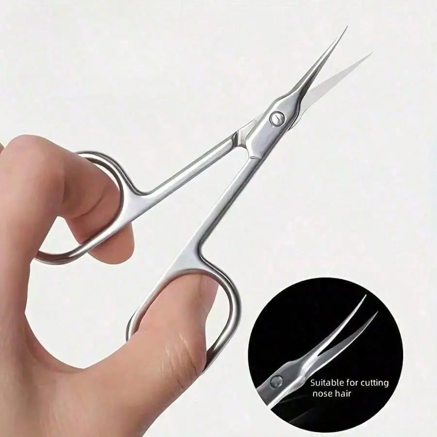 1pcs Salon-Grade Steel Precision Curved Tip Ultra-Fine Beauty Scissors - Cuticle & Ingrown Toenail Trimmer, Ergonomic Handle, Nail Trimming Tool, Manicure Nail Care Supplies for Home Pedicure Foot Care