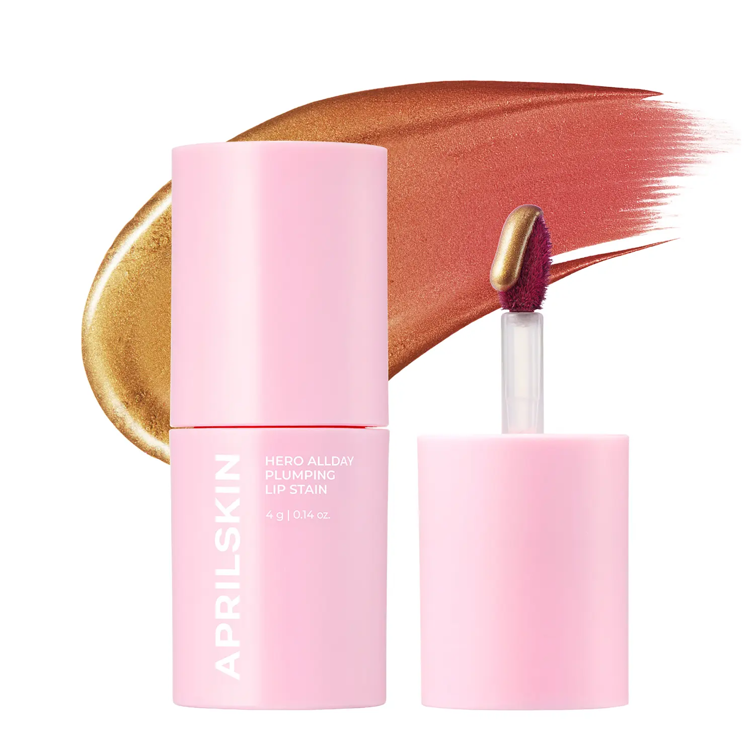[APRILSKIN Official] Hero All Day Plumping Lip Stain | 24H Long-Lasting | Quick Visible Plumping for Fuller-Looking Lips | Smudge-Proof & Transfer Proof Wipe-Off Tint | Natural Rose