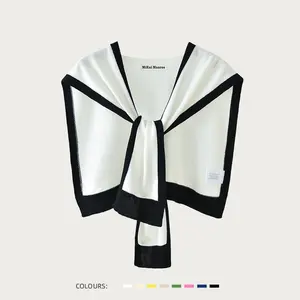Knit Capelet Scarf Wrap,Striped Color-Blocking Adjustable Knot Design,3-Season Layering Essential,Lightweight Spring/Summer/Fall Cover-Up,Viral Women's Fashion Accessory Colorblock Soft Shawl for Women