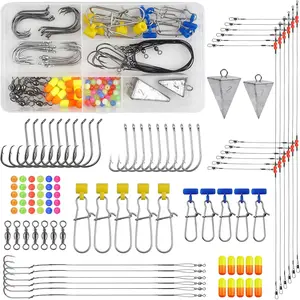 Saltwater Surf Fishing Tackle Kit Surf Fishing Rigs Fish Finder Rig Pompano Rig Include Pyramid Weights Fishing Leaders Sinker Sliders Hooks Swivels Saltwater Gear Surf Fishing Accessories