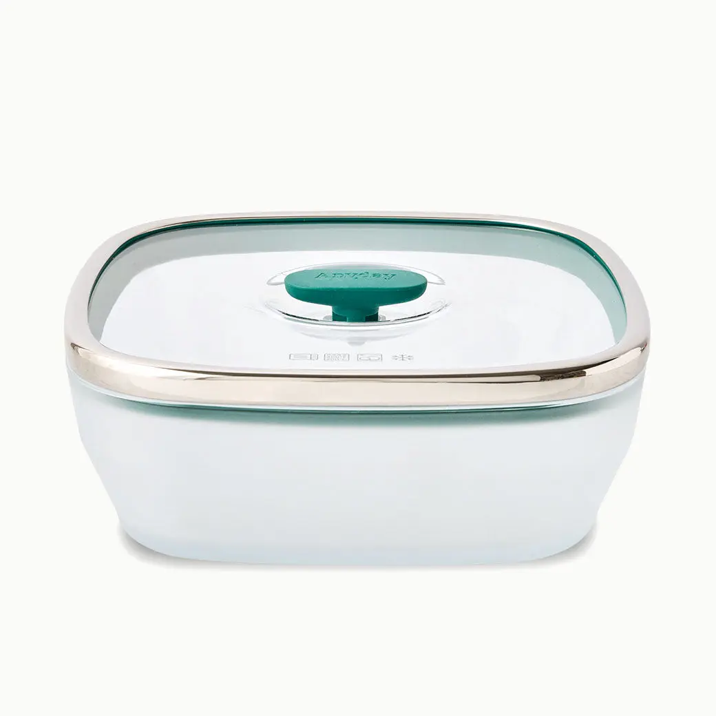 Anyday 10-Cup Square Glass Container with Vented Lid - Airtight Stackable Kitchen Dishware for Cooking & Storage - Microwave Safe & Dishwasher Friendly
