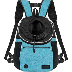 Front Carrier Backpack for Dogs and Cats, Adjustable Ventilated Pet Chest Carrier for Hiking Camping Travel, Small Medium  Puppy Large  Carrying Bag, Max 10 lbs, Teal Blue